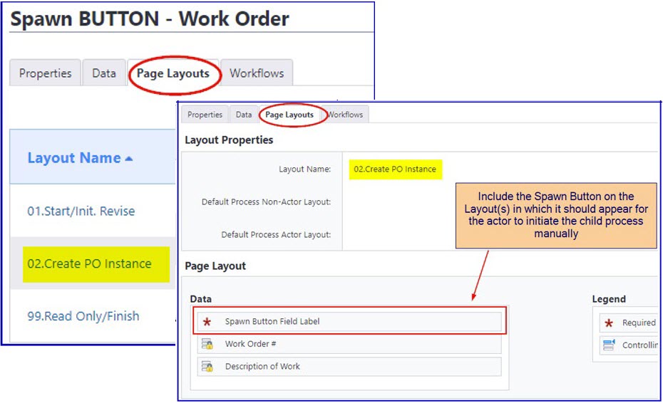 Sample page layout of the Parent Process